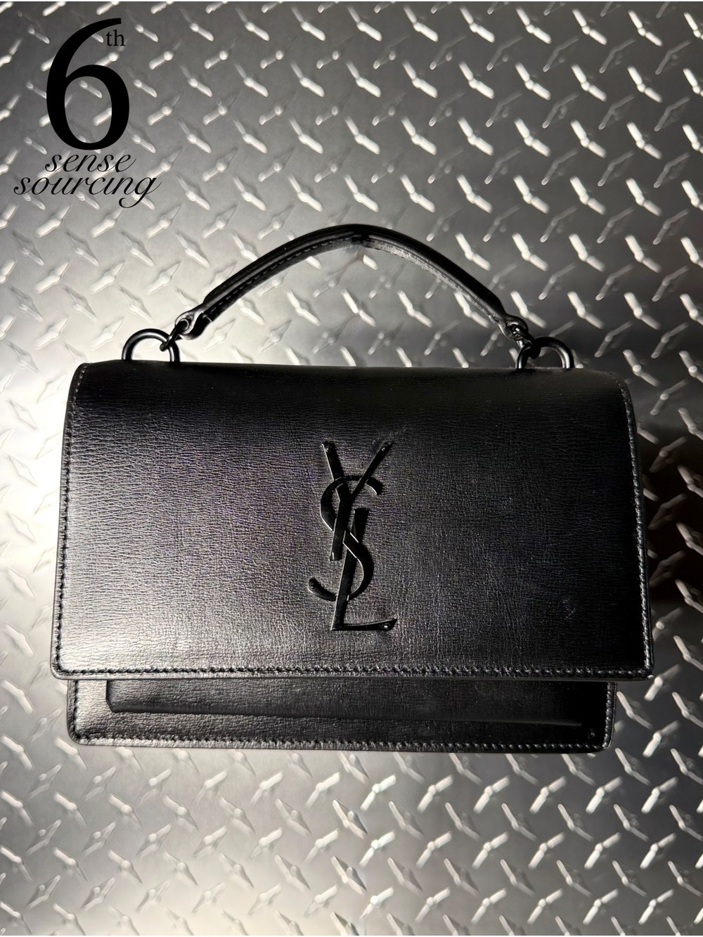 Saint Laurent YSL Monogramme Sunset Top Handle Wallet on Chain in Black